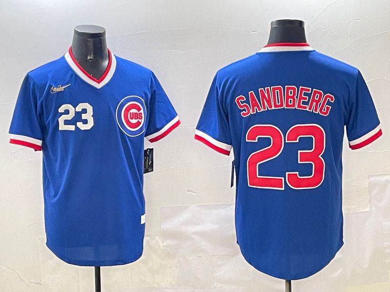 Men Chicago Cubs #23 Sandberg Blue Throwback Game 2025 Nike MLB Jersey style 3162->chicago cubs->MLB Jersey